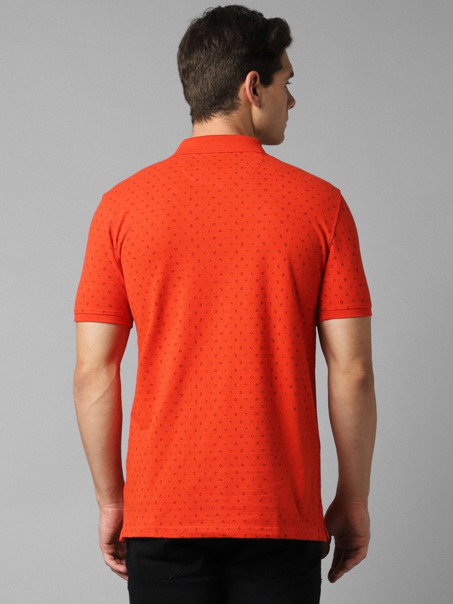 Louis Philippe Sport Orange Slim Fit Printed Polo T-Shirt
