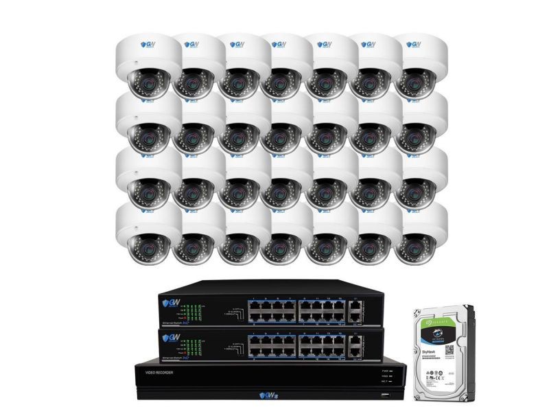 GW 8CH H.265 4K NVR 5MP PoE IP Security Camera System (8)x 1920P 2.8~12mm Varifocal Lens 100 Feet Night Vision Vandal Proof Water Proof Motion Detective QR-Code Scan Smartphone View (4TB HDD)