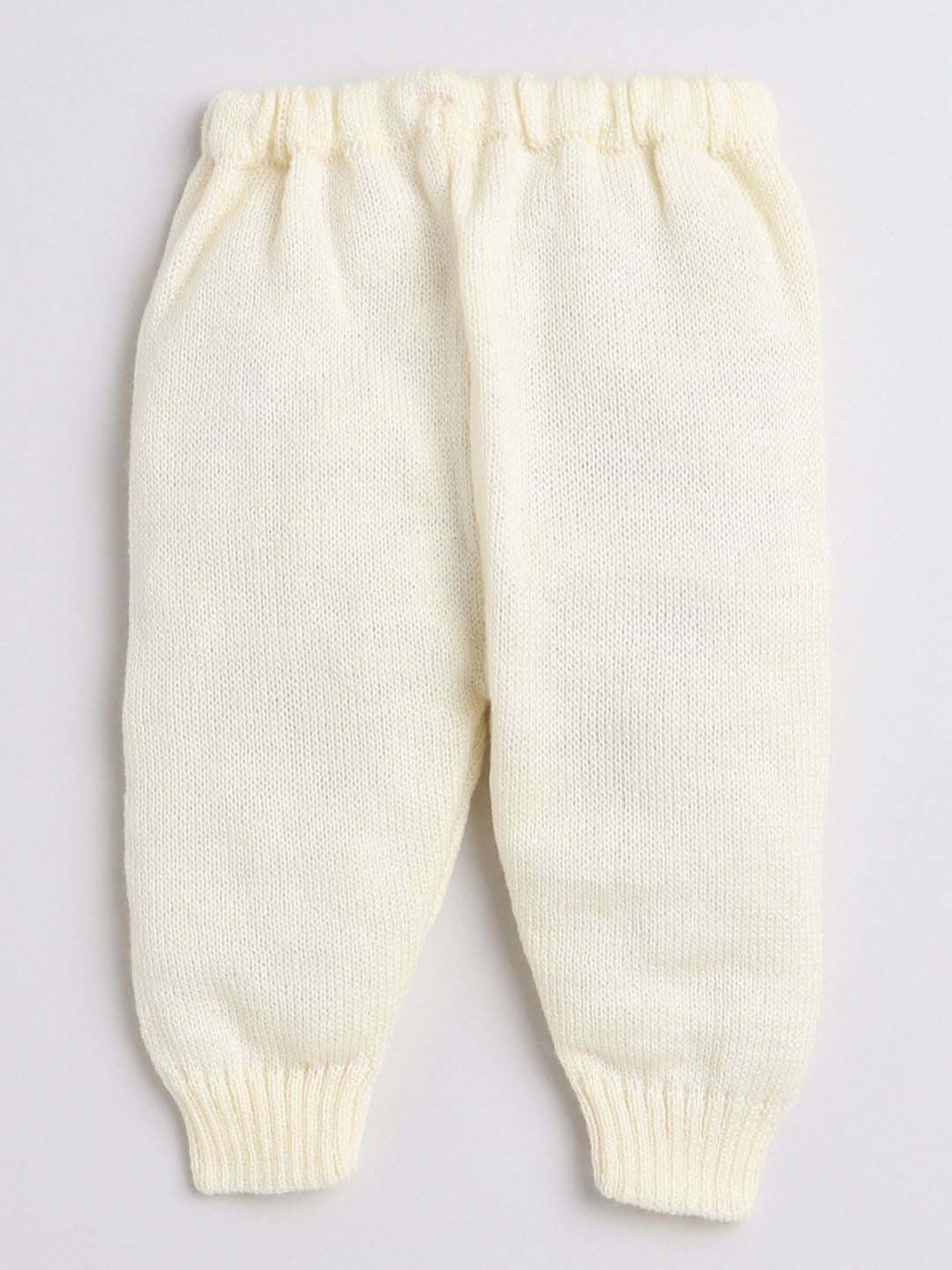 Little Angels Kids Cream Textured Pattern Full Sleeves Sweater Set