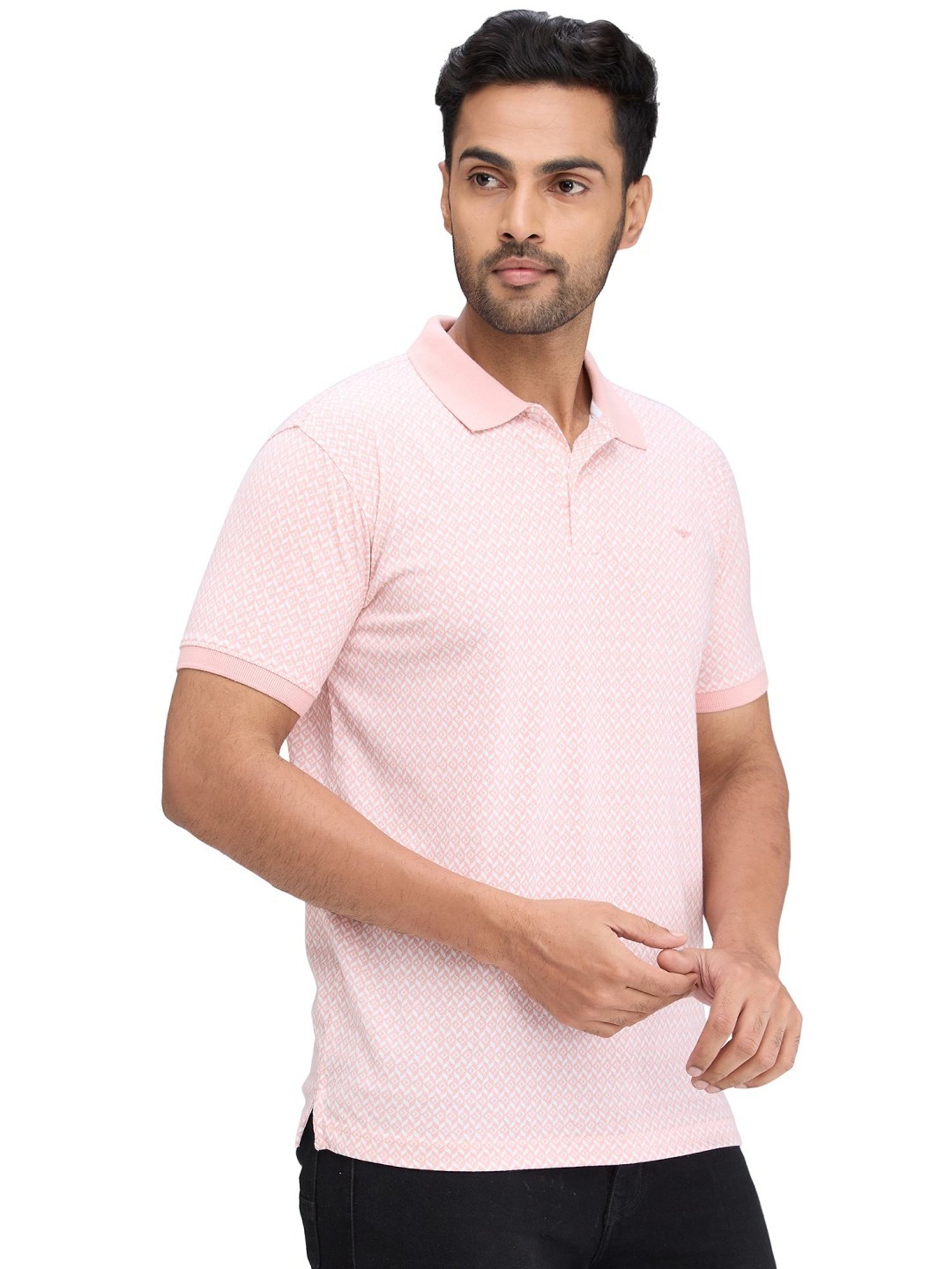 Park Avenue Pink Slim Fit Printed Polo T-Shirt