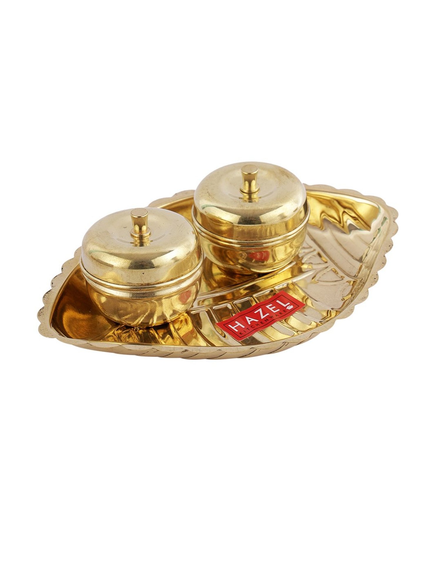 HAZEL Shank Karma Gold Brass Aarti Thali