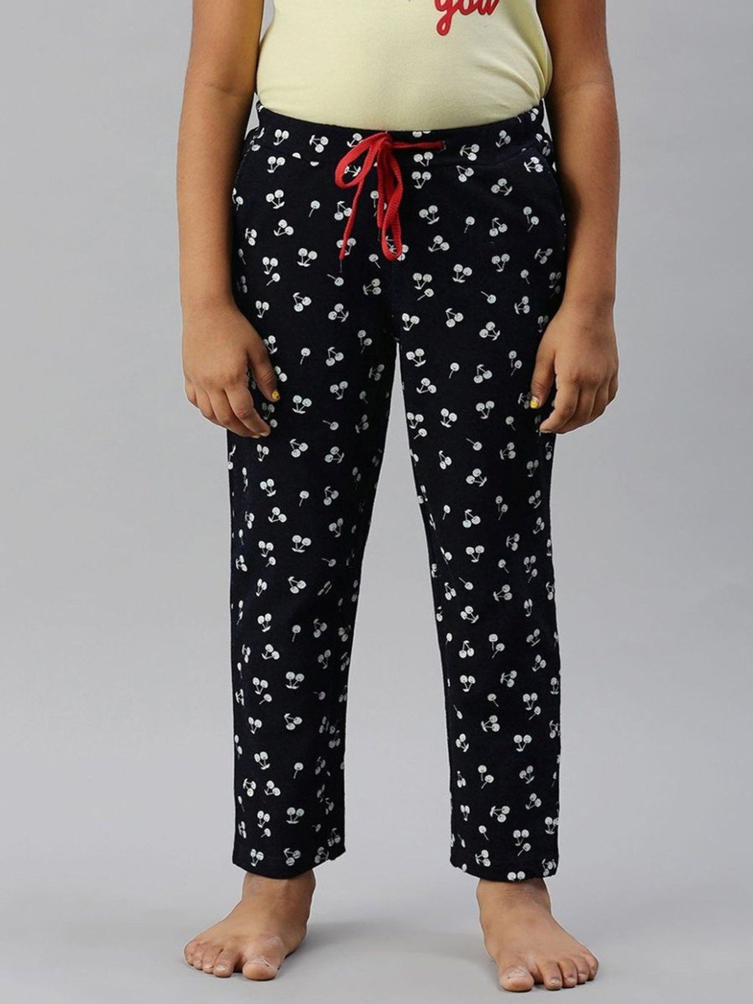 Kryptic Girls Navy Cotton Printed Pajamas