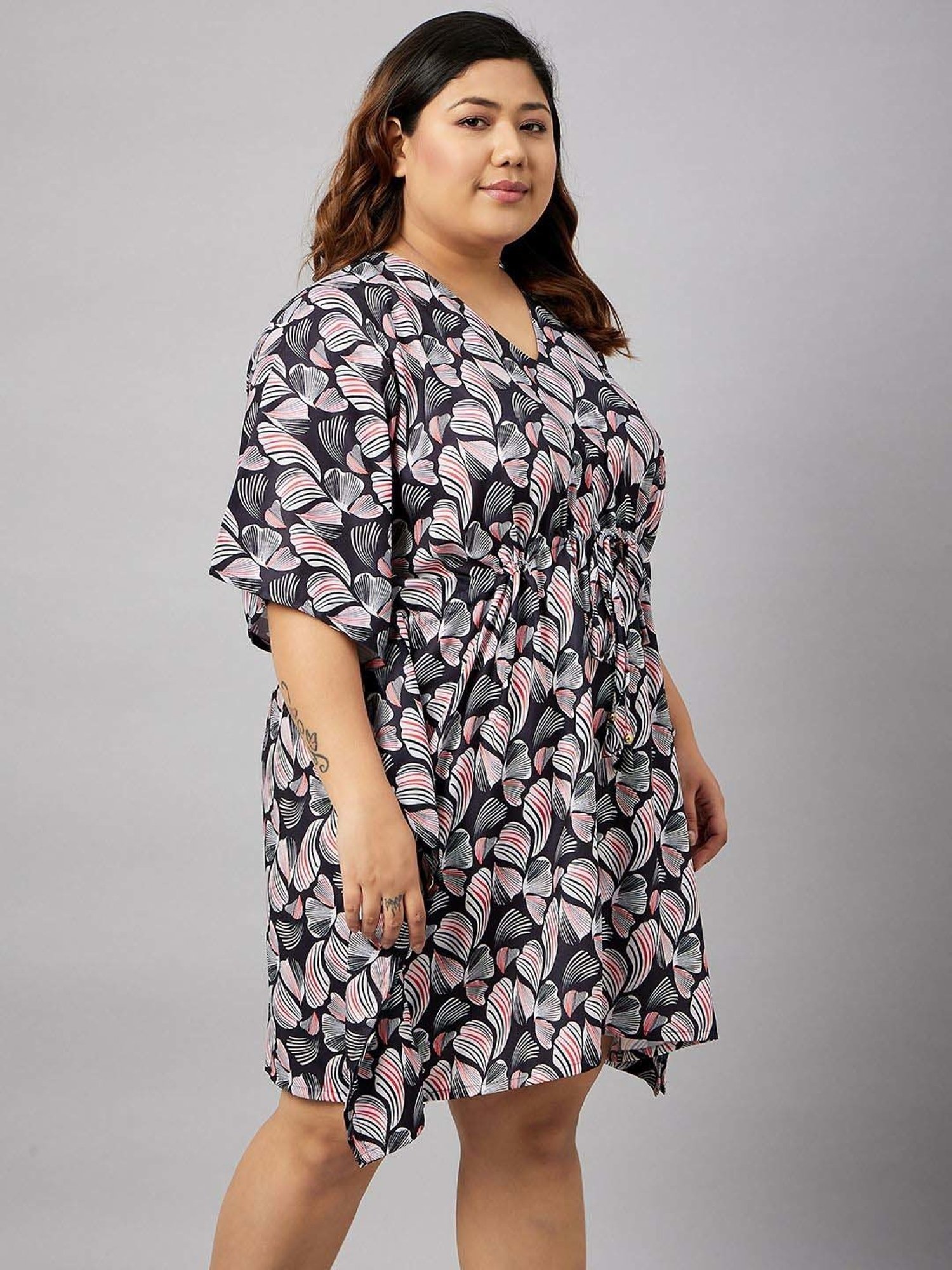 Secrets By ZeroKaata Black Printed Kaftan