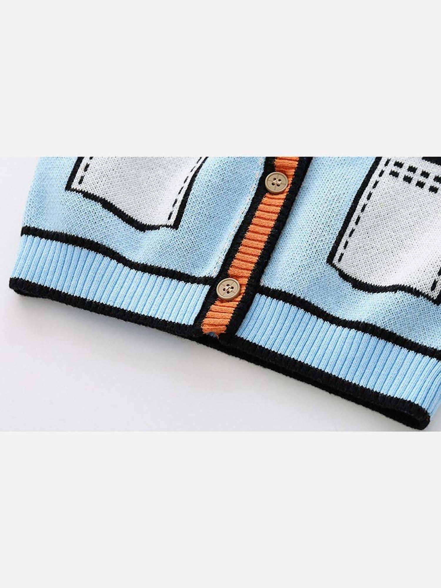 Little Surprise Box Blue Printed Full Sleeves Cardigan