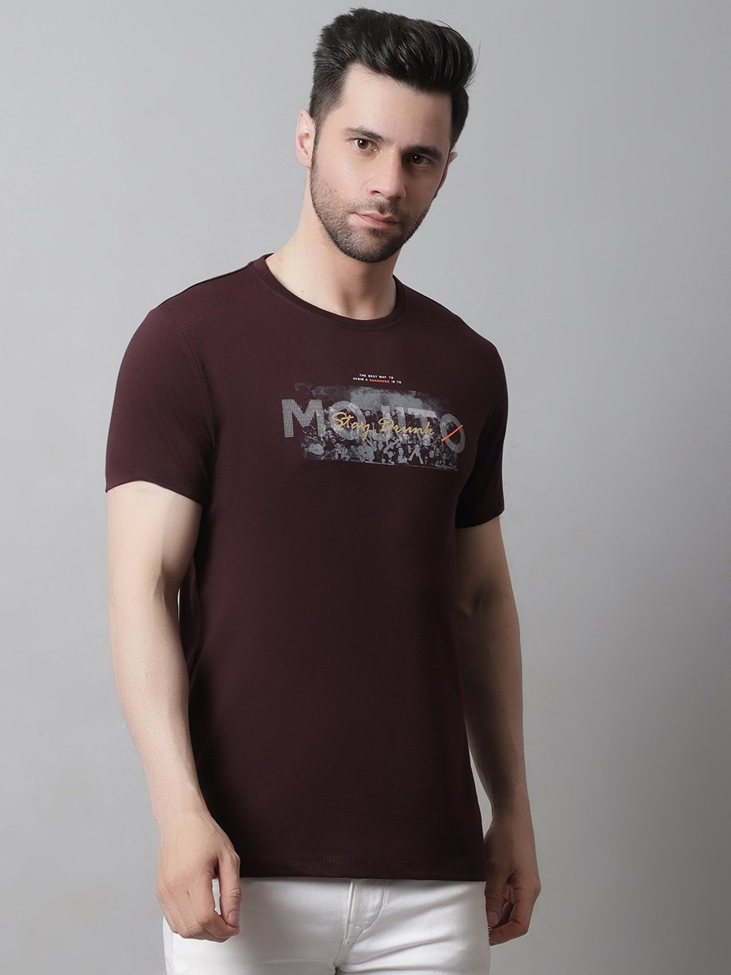 Venitian- Forbidden Clothing Wine Slim Fit Printed T-Shirt