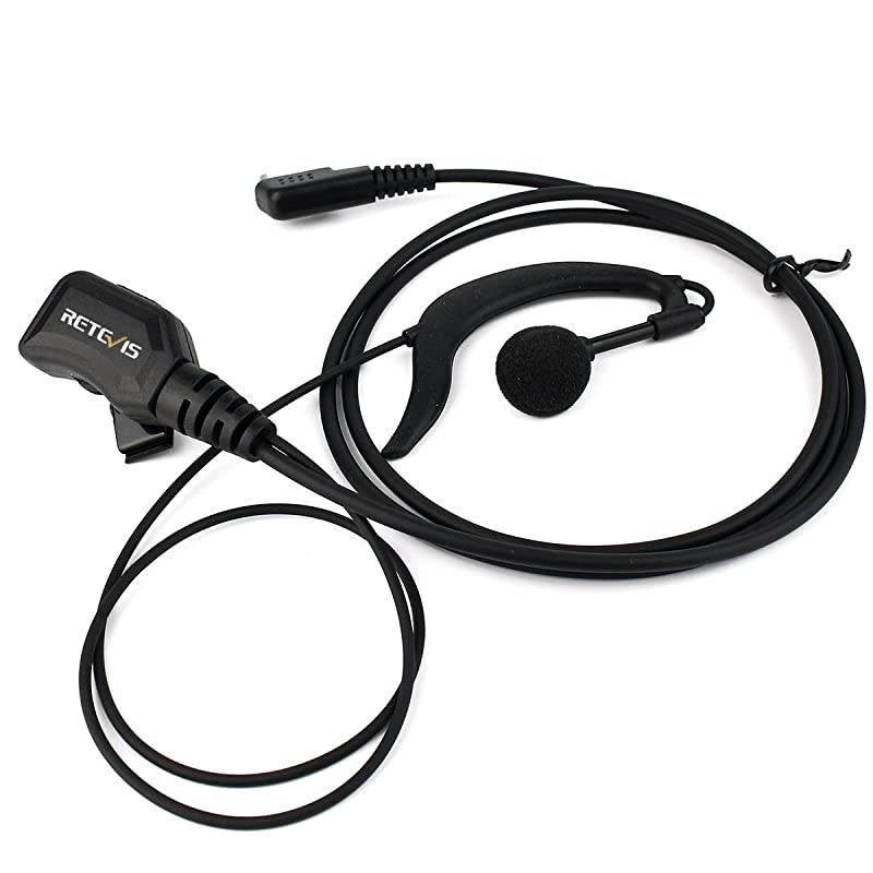 2 Way Radio Earpiece Volume Adjustment G Shape Headset with Mic for Baofeng UV-5R  H-777 RT-5R RT22 RT21 Kenwood Walkie Talkie (1 Pack)