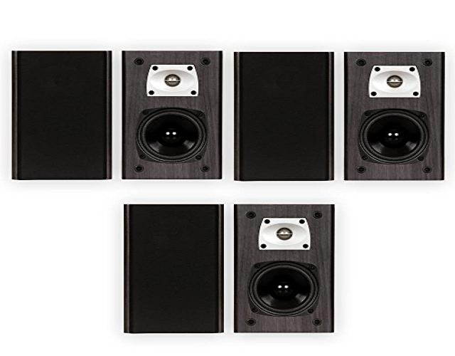 Theater Solutions B1 Black Bookshelf Speakers Surround Sound Home Theater Speaker 3 Pair Pack