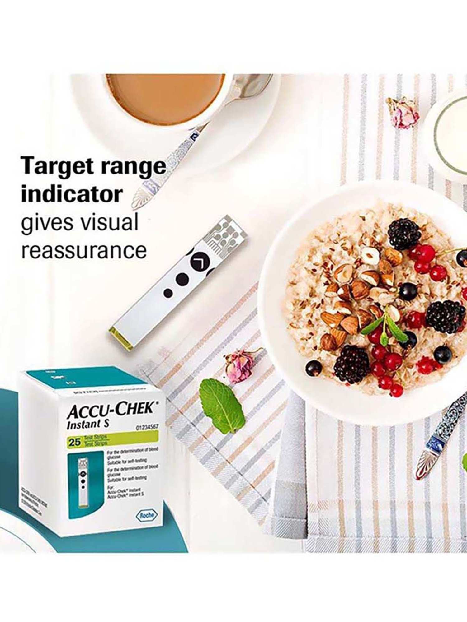 Accu Chek Instant Blood Glucose Test Strip - 25 Piece (White)