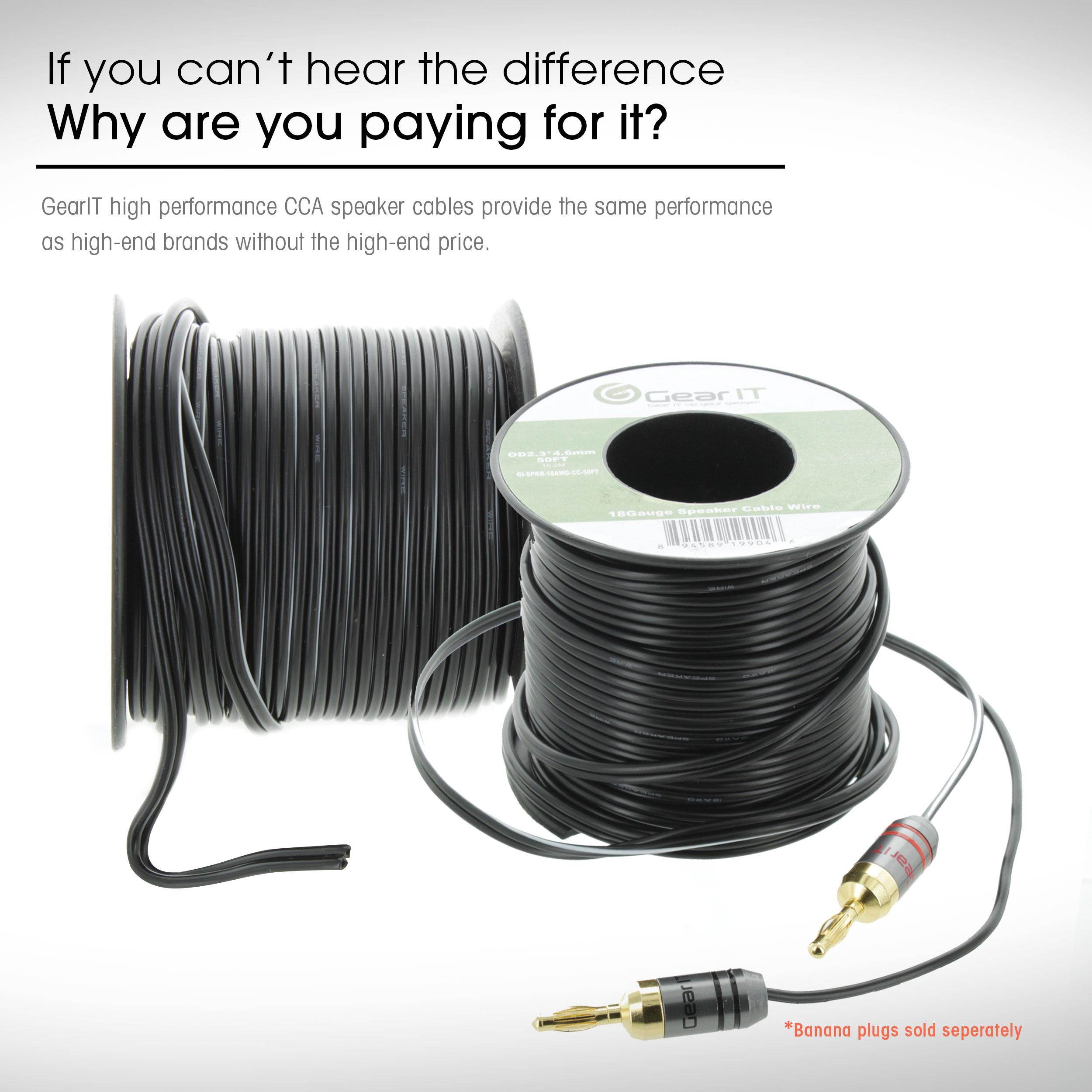 16 Gauge Speaker Wire, GearIT 500 ft 16AWG for Home Theater and Car Audio Installation High Quality Speaker Wires, Black