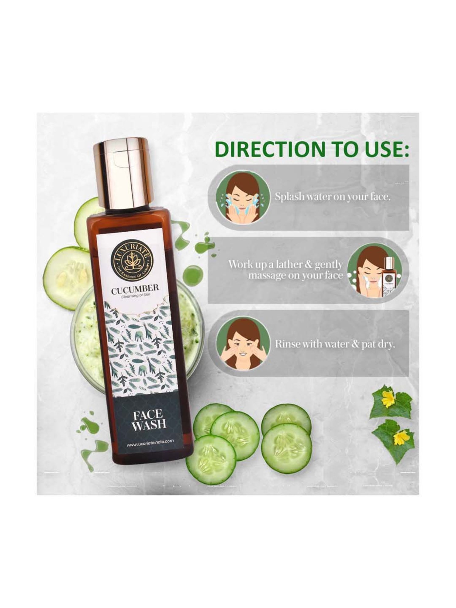 Luxuriate Cucumber Herbal Cleansing Face Wash - 100 ml