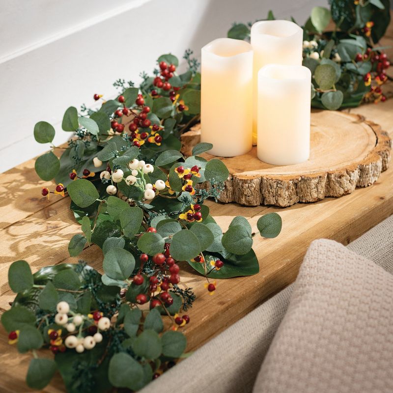 Sullivans 5' Eucalyptus & Berry Artificial Garland 60"L Green