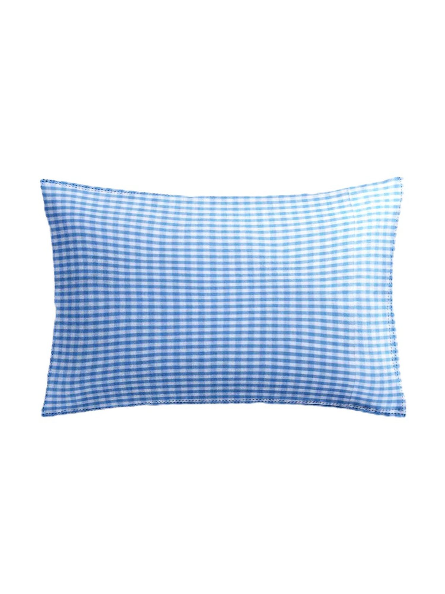 The Baby Atelier Checks Blue Cotton Junior Pillow Cover