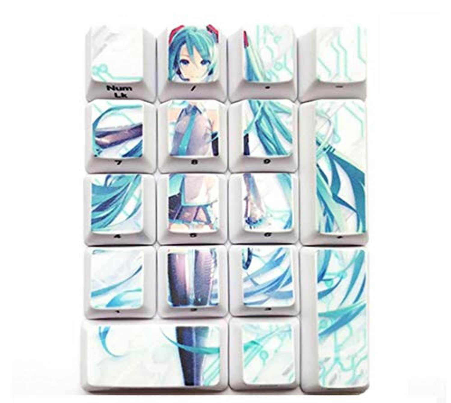 mugen custom hatsune miku 17pc anime sublimation numper pad keycaps set for cherry mx switches - fits most mechanical gaming keyboards - with keycap puller