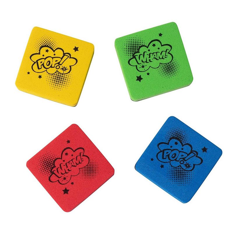 Juvale 24-Pack Magnetic Comic Book Whiteboard Dry Erase Classroom Erasers, 4 Colors, 2 x 2 in