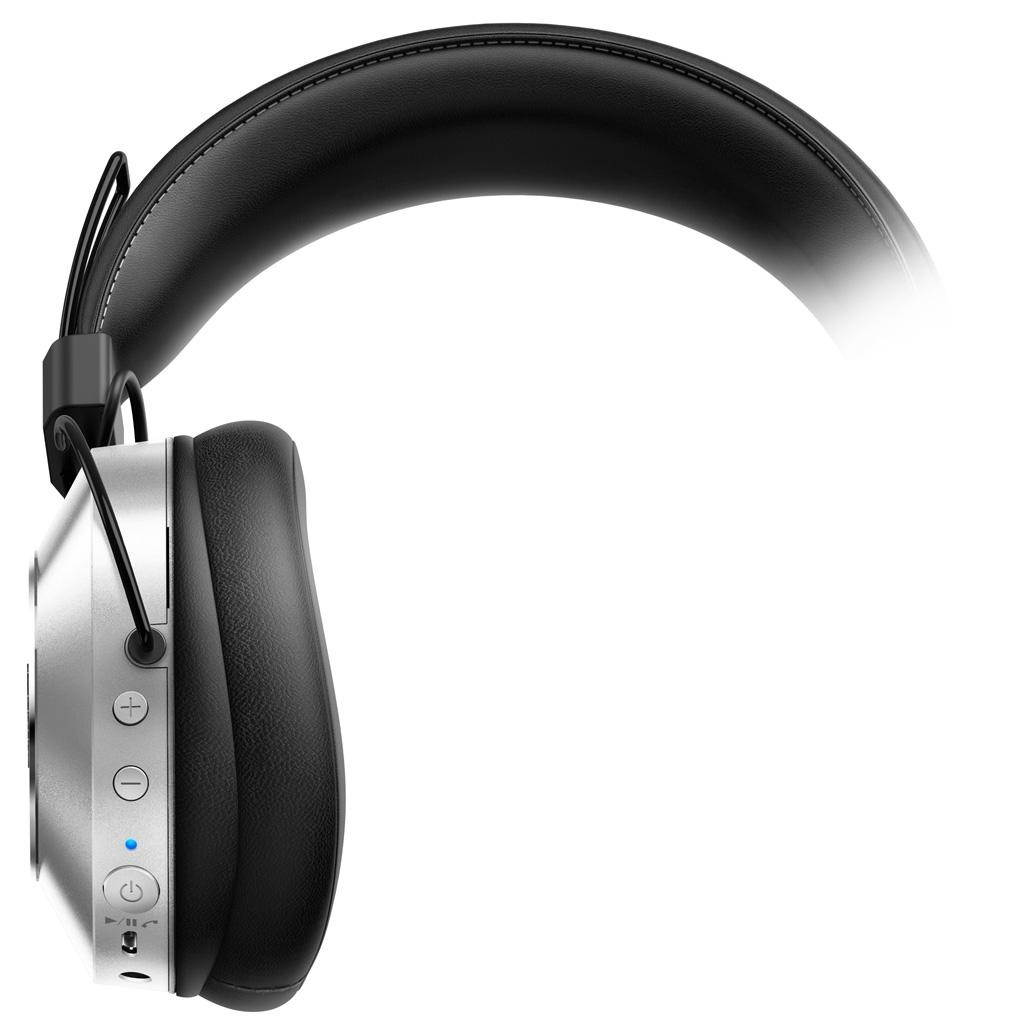 Pioneer Bluetooth 3.0 and Hi-Res Audio Over Ear Wireless/Wired Stereo Headphone with Built-In Mic, 12 Hours Battery, Pair 8 Devices, 40mm Drivers, 1.2m Cable, 9 Hz to 22 kHz, Silver (SE-MS7BT-S)