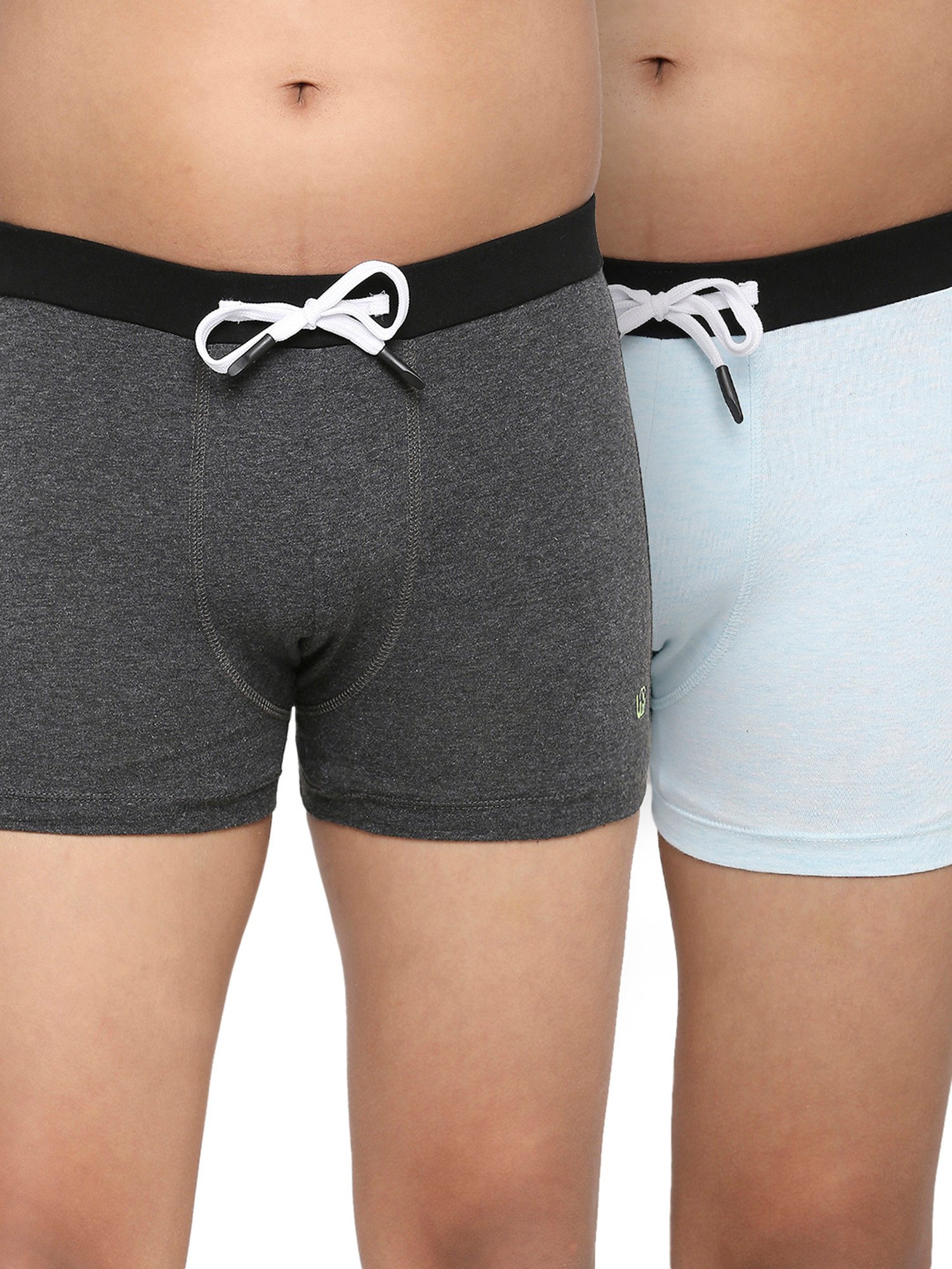 Frenchie Kids Black & Grey Solid Trunks (Pack Of 2)