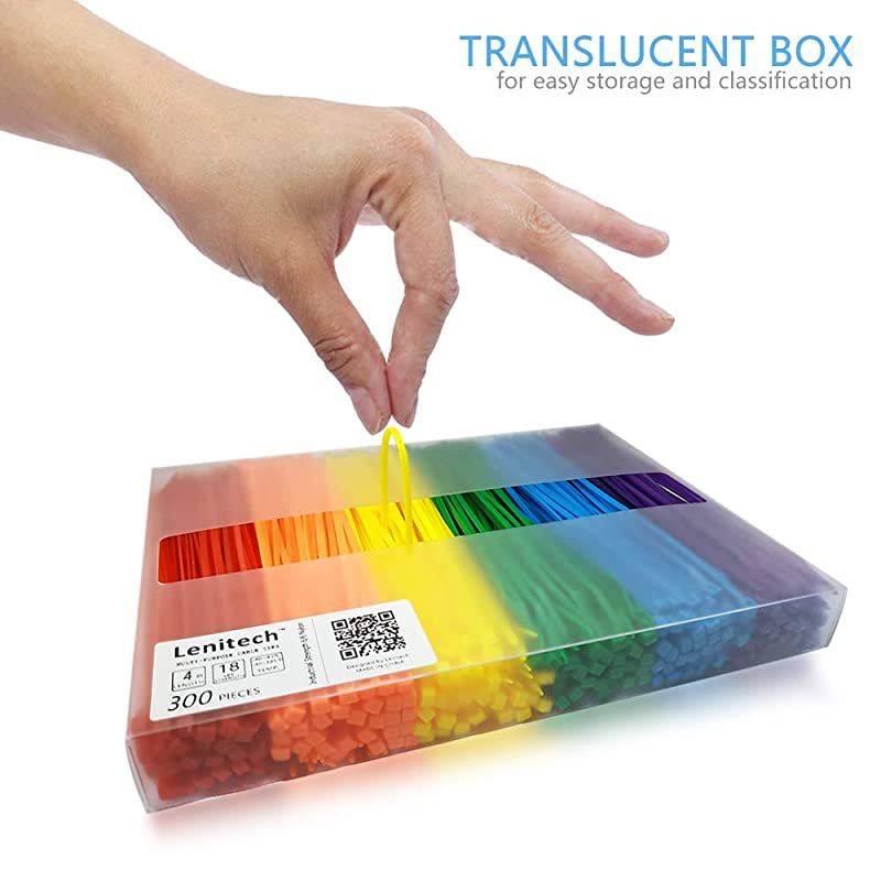 4 Inch 300 Pcs MultiPurpose Cable Ties Assorted Colored