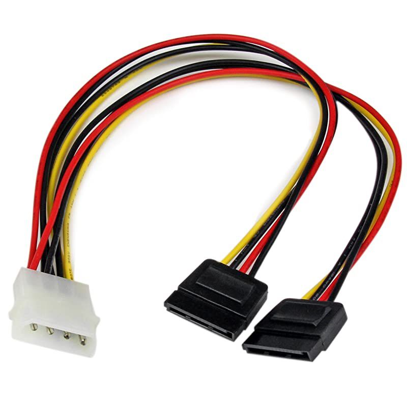 12in LP4 to 2x SATA Power Y Cable Adapter Molex to to Dual SATA Power Adapter Splitter PYO2LP4SATA