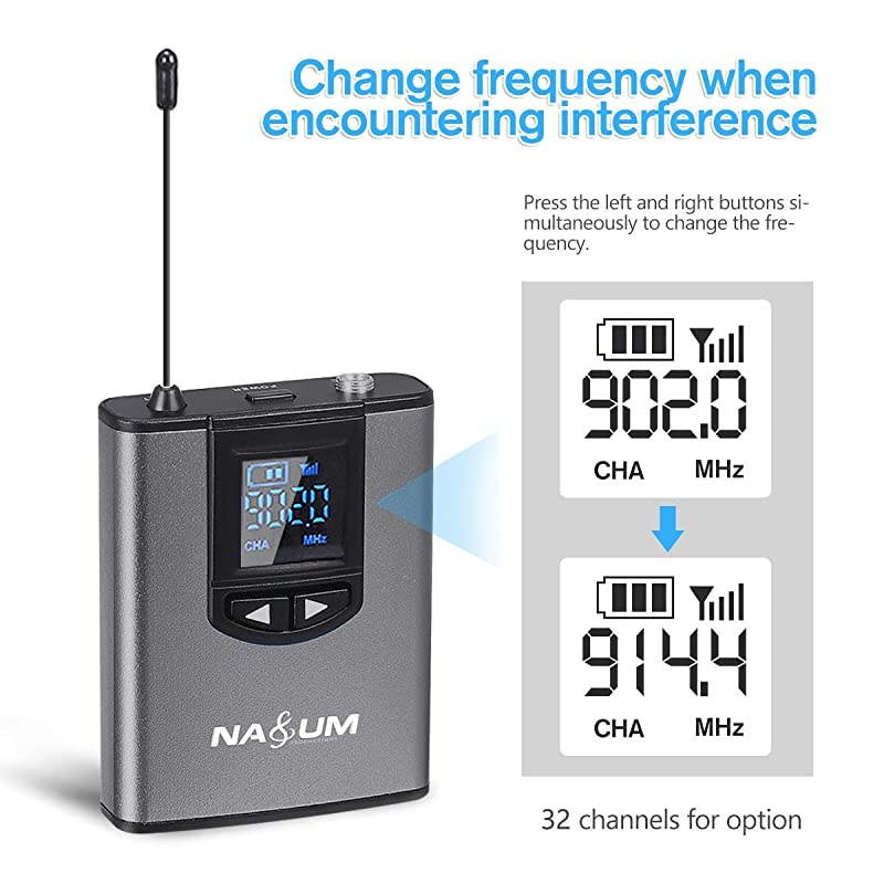 Wireless Headset Lavalier Microphone System  Wireless Lapel Mic with Bodypack Transmitter for iPhone, DSLR Camera, YouTube, Podcast, Vlog, Church, Interview, Teaching, PA Speaker, Video Recording