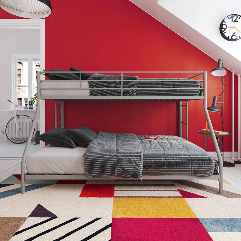 Twin Over Full Lily Small Space Kids' Bunk Bed Silver Metal - Room & Joy
