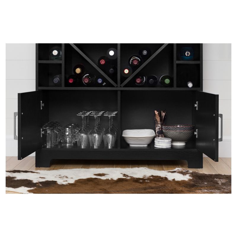 Vietti Bar Cabinet with Bottle Storage and Drawers - Black Oak - South Shore