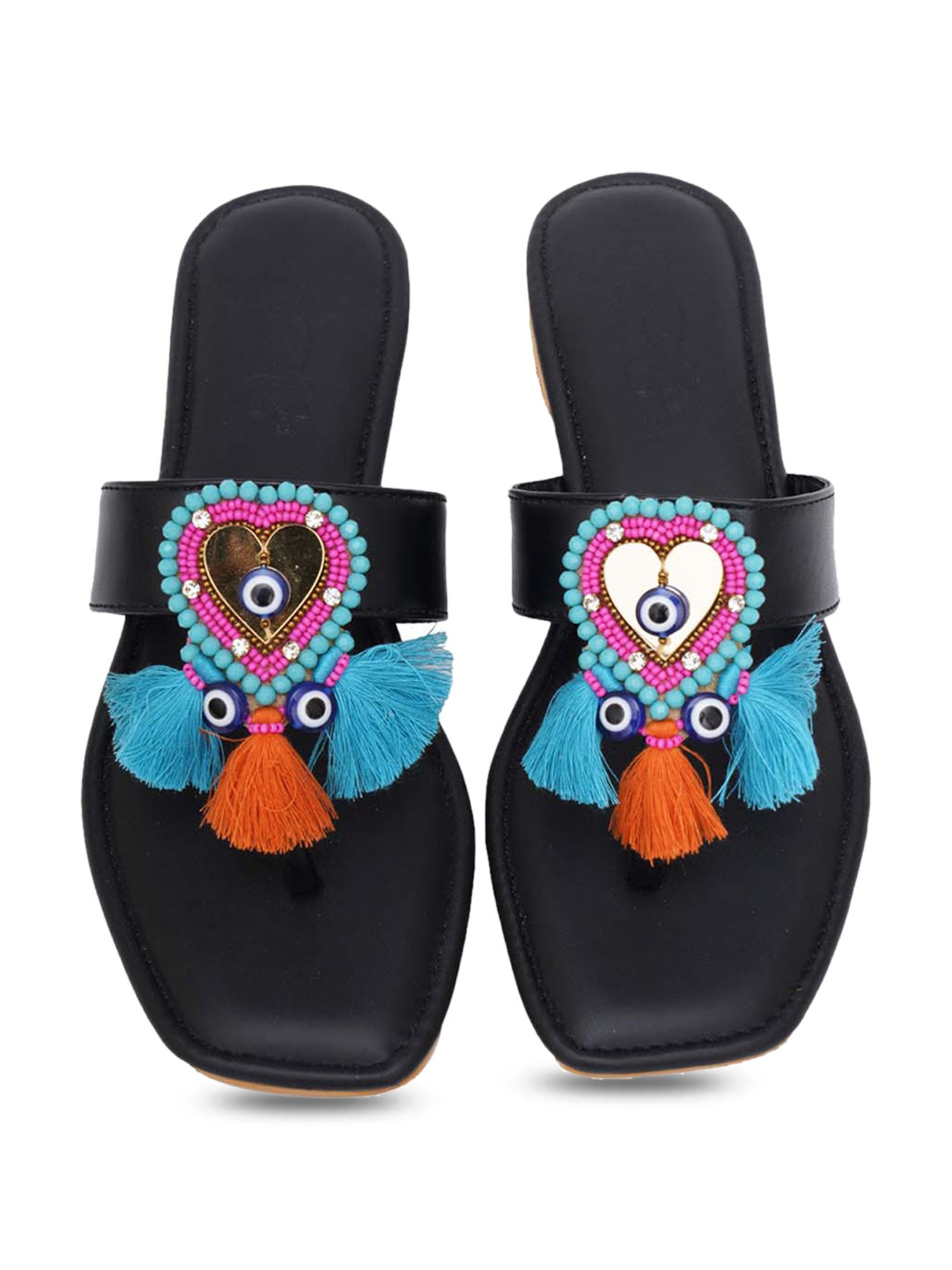 Sole House Women's Black T-Strap Sandals
