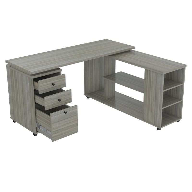 L Shaped Computer Workstation Gray - Inval
