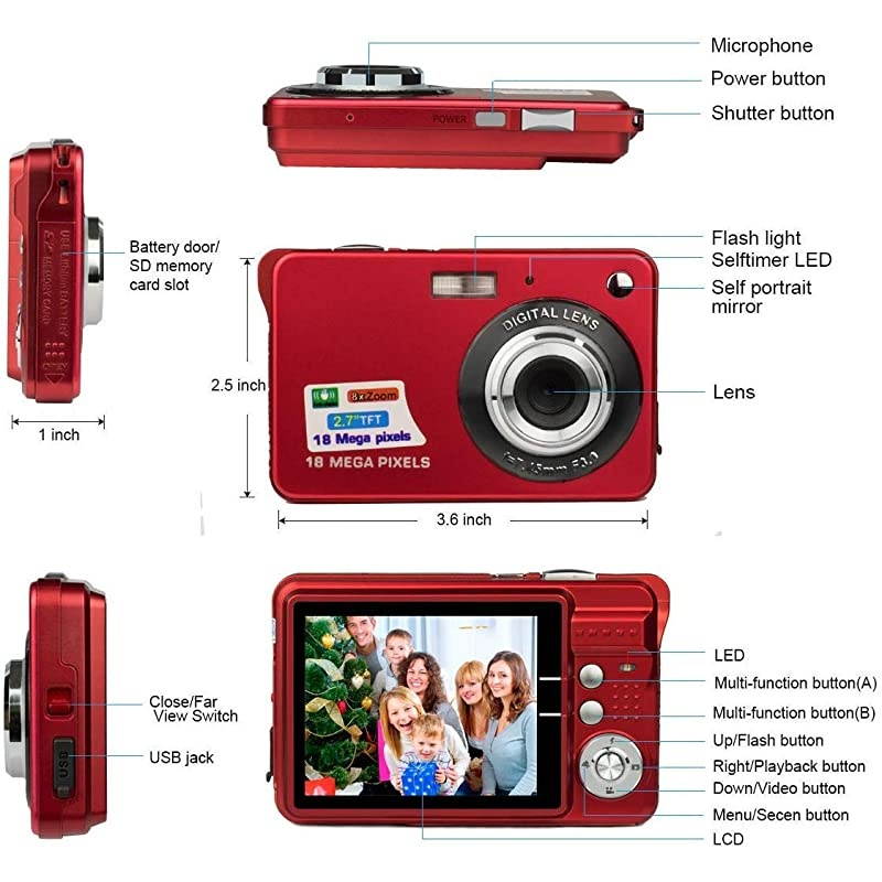 Mini Digital Cameras,Point and Shoot Digital Cameras for Kids Students Teens-Travel,Camping,Gifts