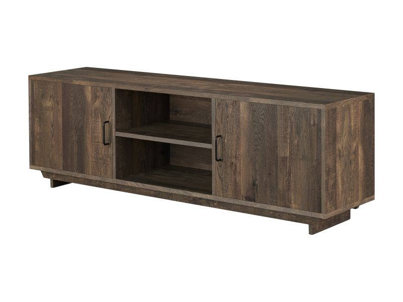 Furniture of America Krella Wood 2-Shelf 62-Inch TV Stand in Reclaimed Oak