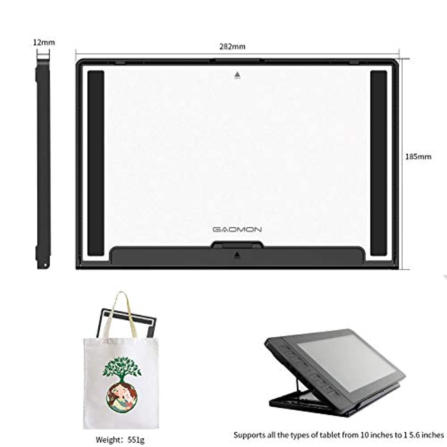 GAOMON M106K PRO 10 x 6.25 Graphics Drawing Tablet Tilt Supported Battery-Free Stylus, with Tablet Stand GMS01