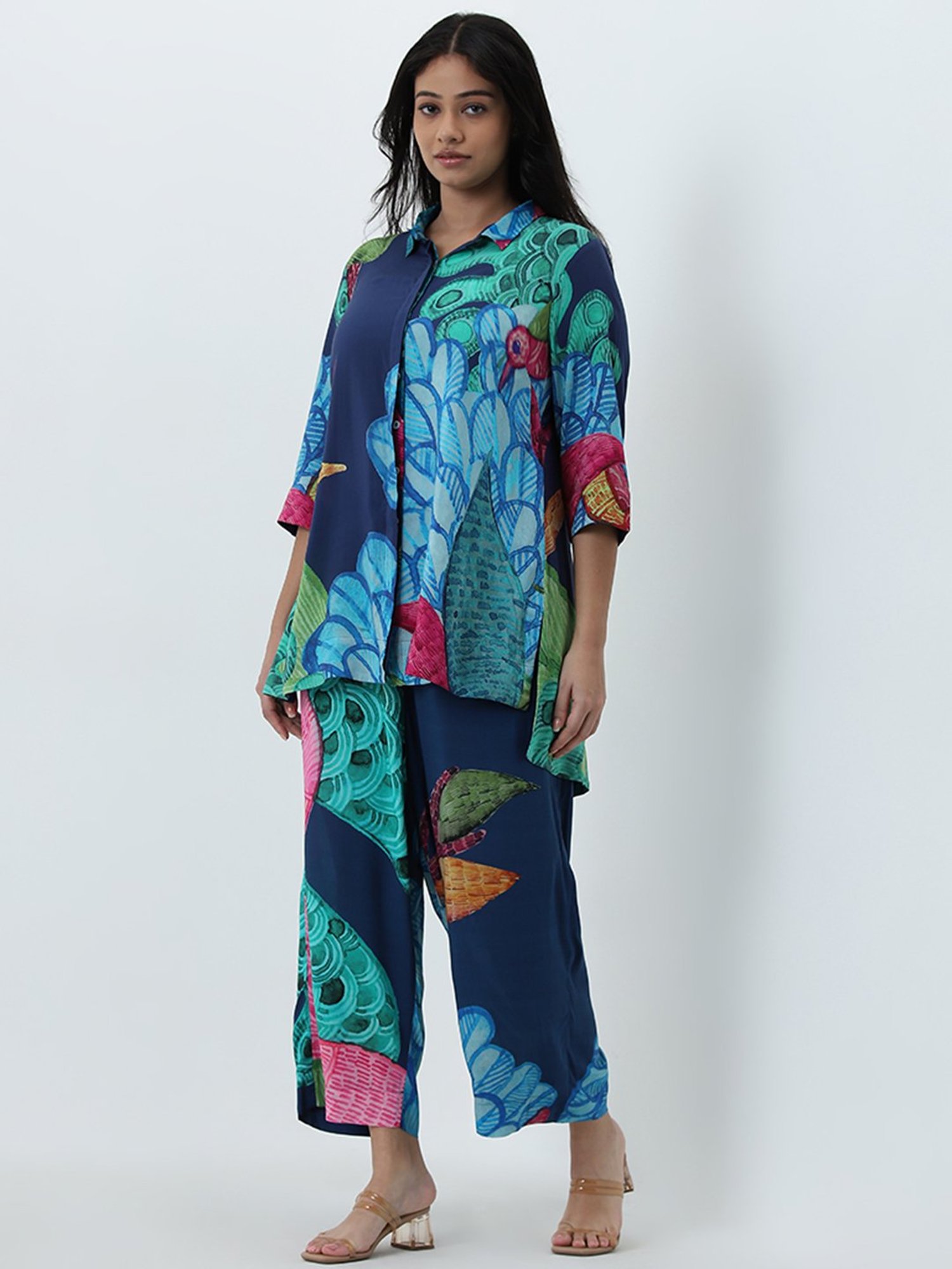 Diza by Westside Blue Botanical Design Straight Tunic