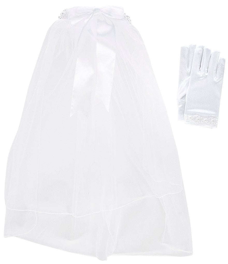 Bonnie Jean Girls Communion Veil & Gloves Box Set