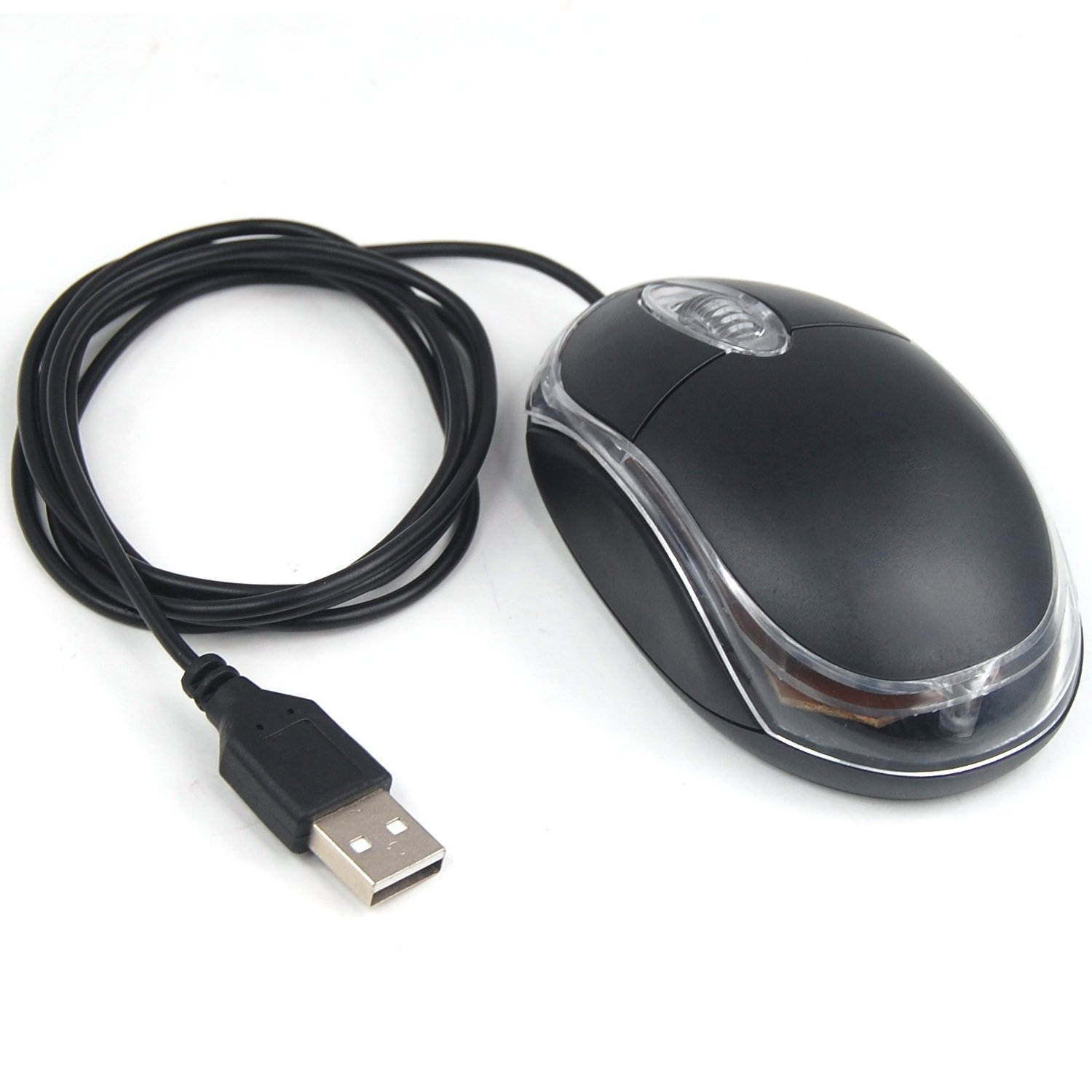Black USB Wired Optical Light Scroll Wheel Mice Mouse for PC Laptop Computer