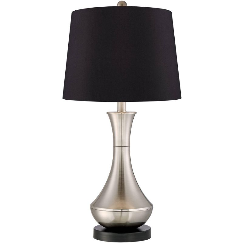 360 Lighting Simon Brushed Nickel USB Black Shade Table Lamps Set of 2