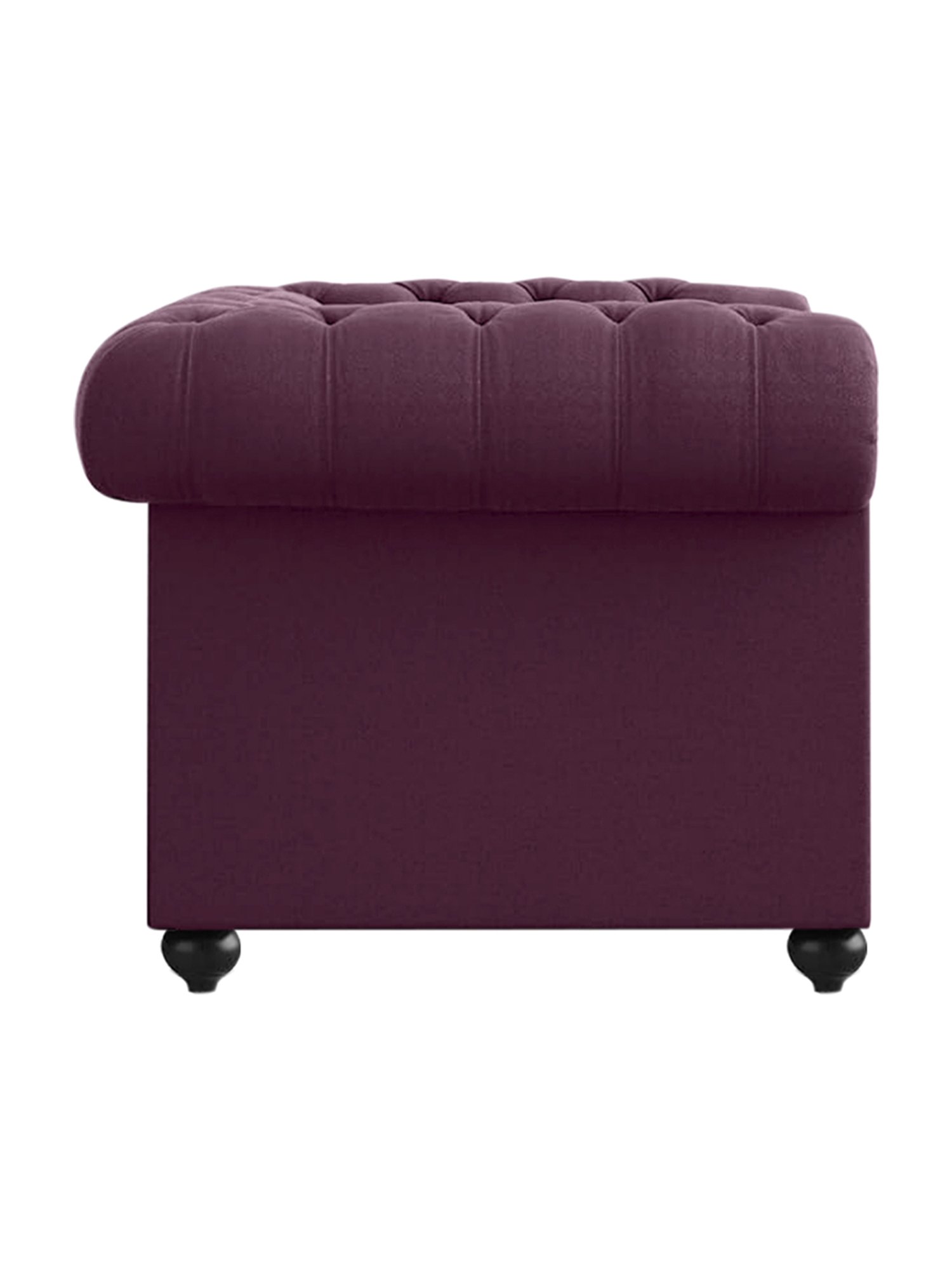 Trevi Manchester Quilted Purple Leather & Neem Wood 1 Seater Sofa