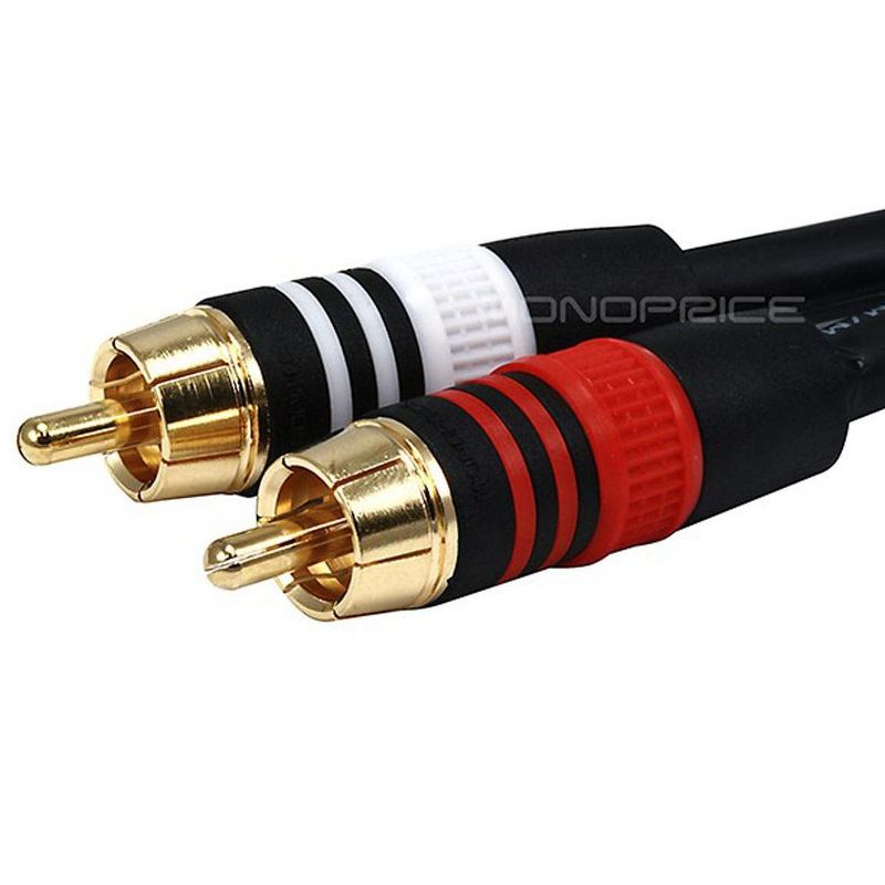 Monoprice Audio Cable - 1.5 Feet - Black | Premium Stereo Male to 2RCA Male 22AWG, Gold Plated