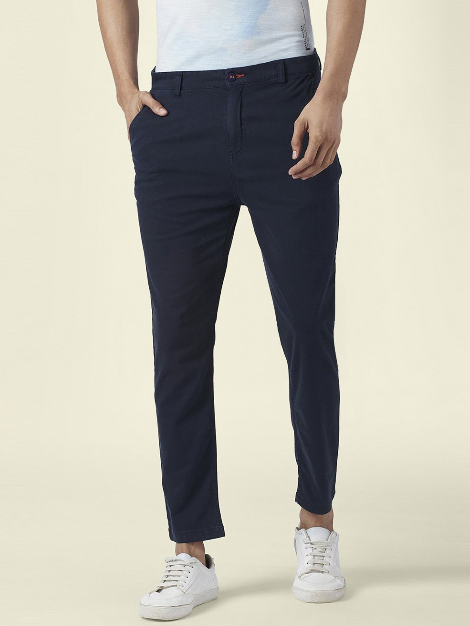 WES Casuals by Westside Olive Relaxed-Fit Mid-Rise Cotton Blend Joggers