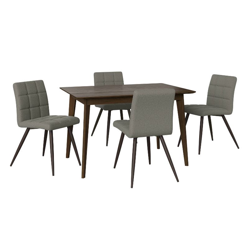 5pc Weinraub Dining Table and Chairs Set Walnut/Smoke Gray - Handy Living