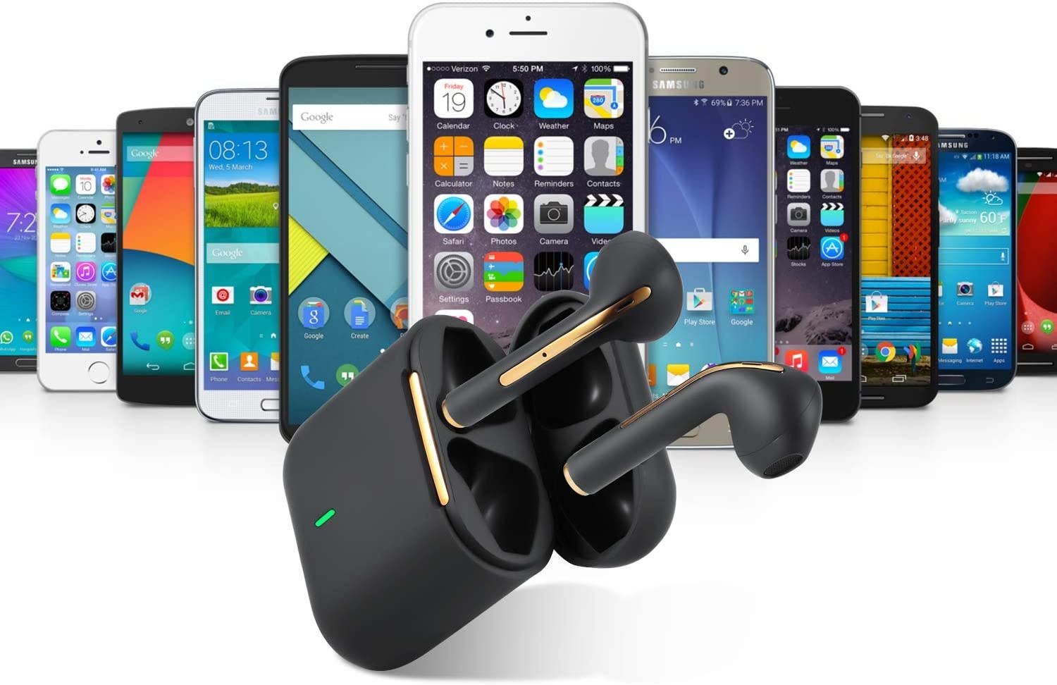 Dartwood True Wireless Earbuds - Portable Splashproof Headphones with Bluetooth Connectivity, Immersive Sound, Mic and Volume Control (Black)