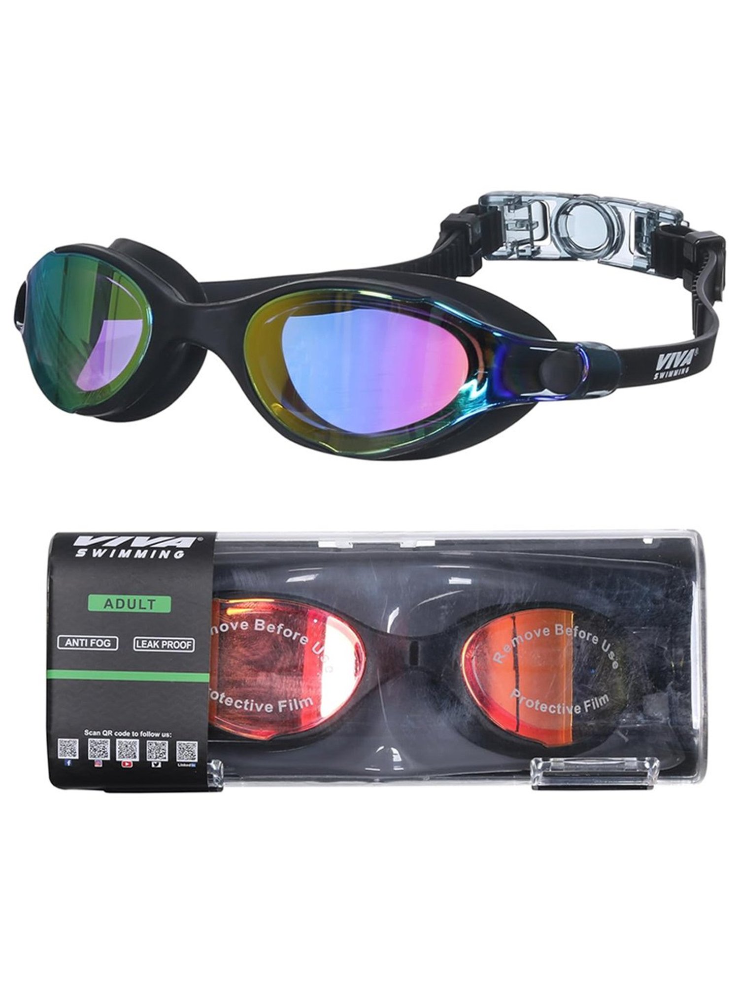 Viva Swimming Wide View Anti-Fog Leak Proof Furious Swim Goggle (Multicolor)