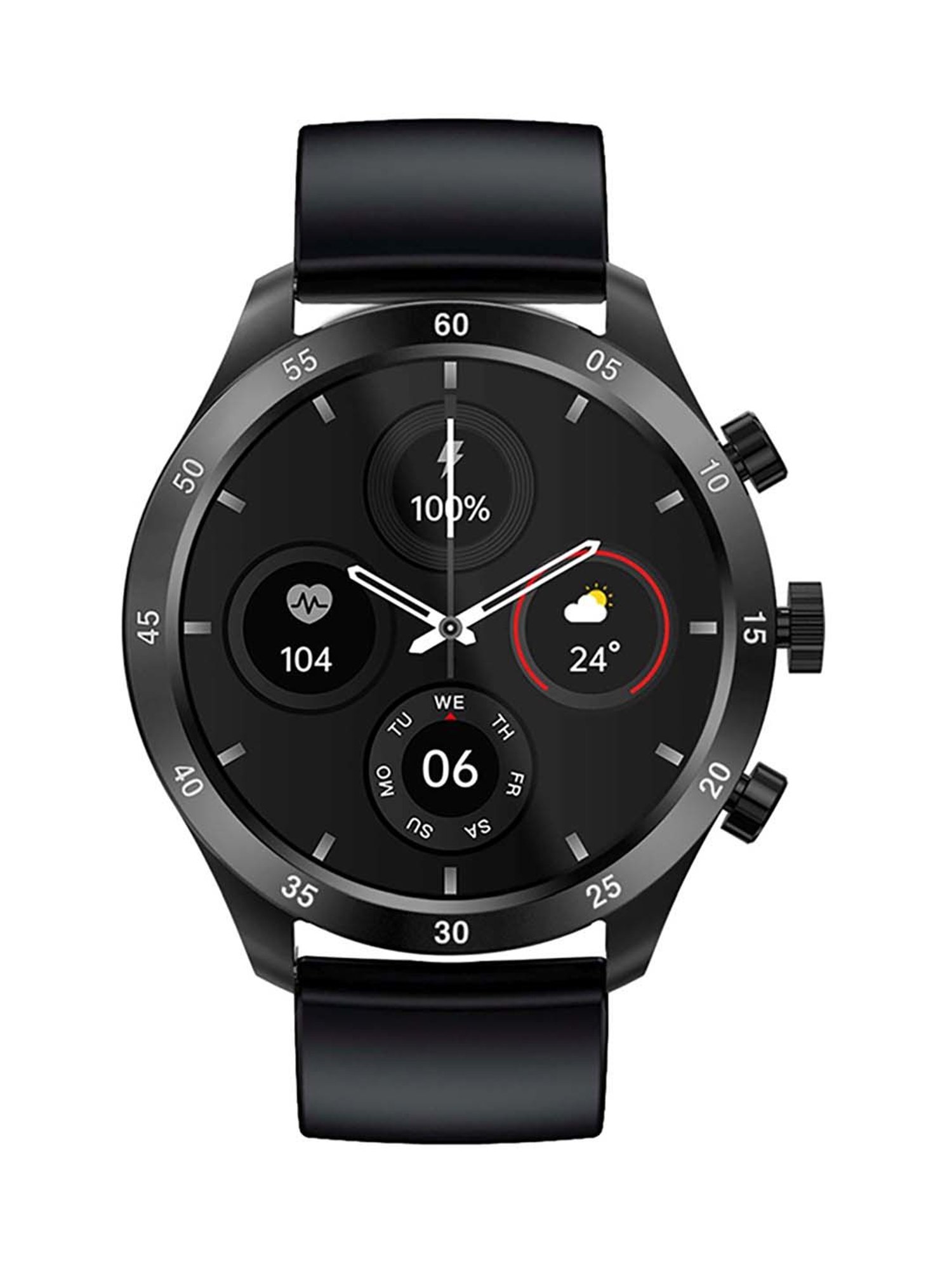 Hammer Active 1.32-inch round dial smart watch with call function digital smartwatch for men (Black)