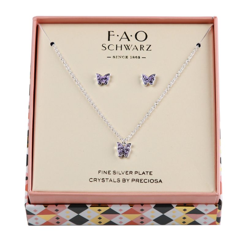 FAO Schwarz Stone Butterfly Necklace and Earring Set