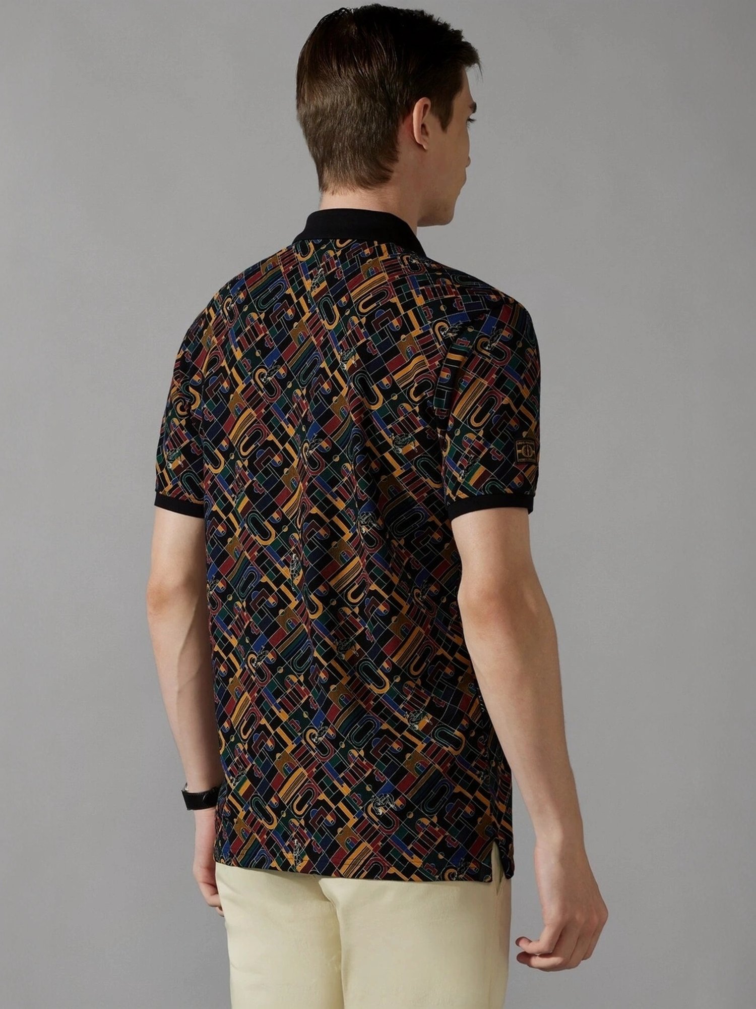Louis Philippe Multicolored Cotton Slim Fit Printed Polo T-Shirt
