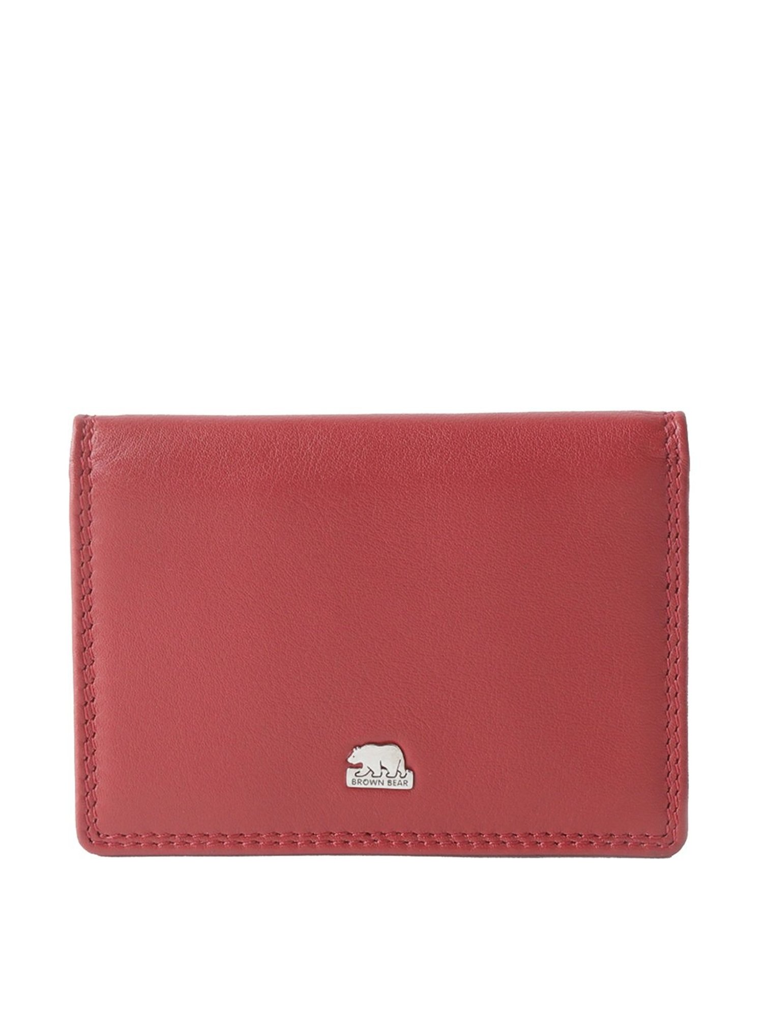 Brown Bear Red Casual Leather Rfid Card Holder for Men