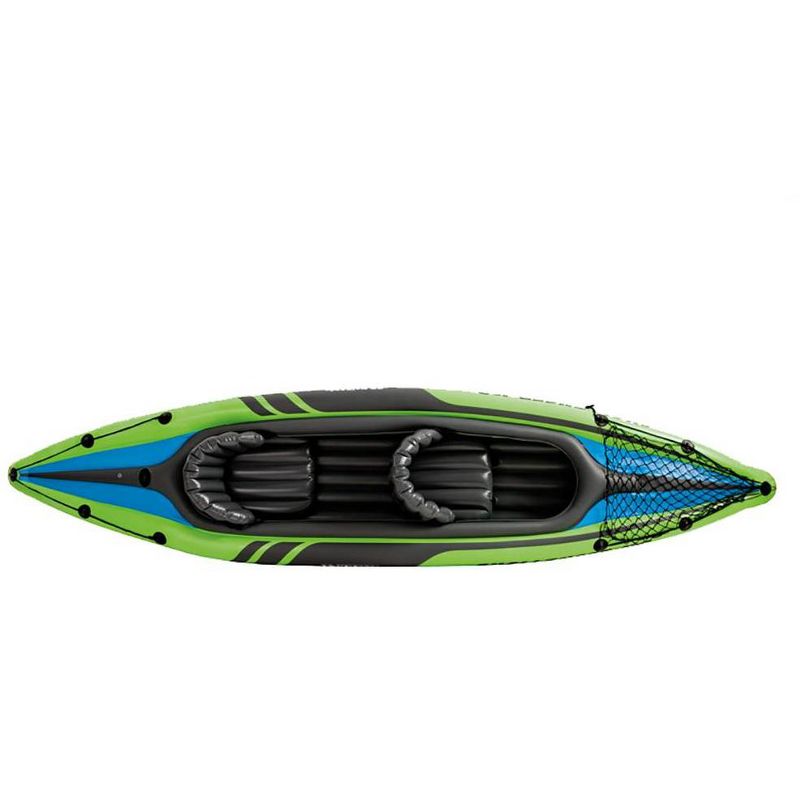 Intex 68306EP Challenger K2 2-Person Inflatable Kayak and Accessory Kit with Aluminum Oars and High Output Air Pump for Lakes, Rivers, and Fishing