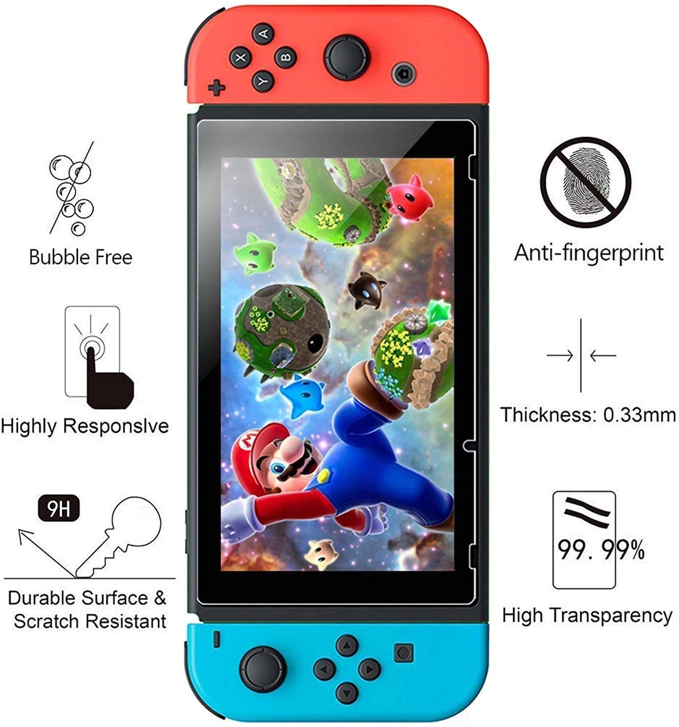 HEYSTOP Case Compatible with Nintendo Switch Case Screen Protector,TPU Protective Heavy Duty Cover Case for Nintendo Switch with Shock Absorption and Anti-Scratch (Black)