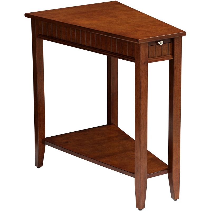Elm Lane Bentley-II 16" Wide Cherry Wood Wedge Accent Table