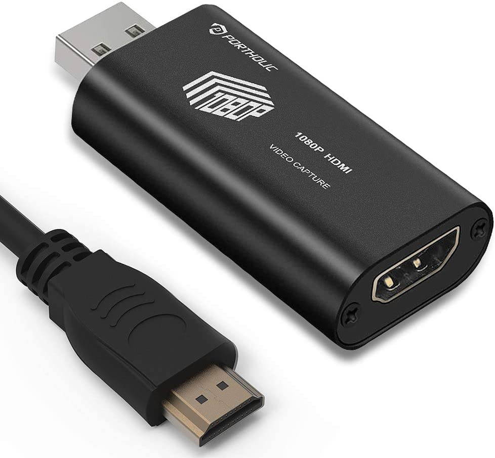 PORTHOLIC Audio Video Capture Cards with 5ft High Speed HDMI Cable, HDMI to USB 2.0 Capture - High Definition 1080p 30fps - for Gaming, Streaming, Broadcasting, Video Conference or Teaching