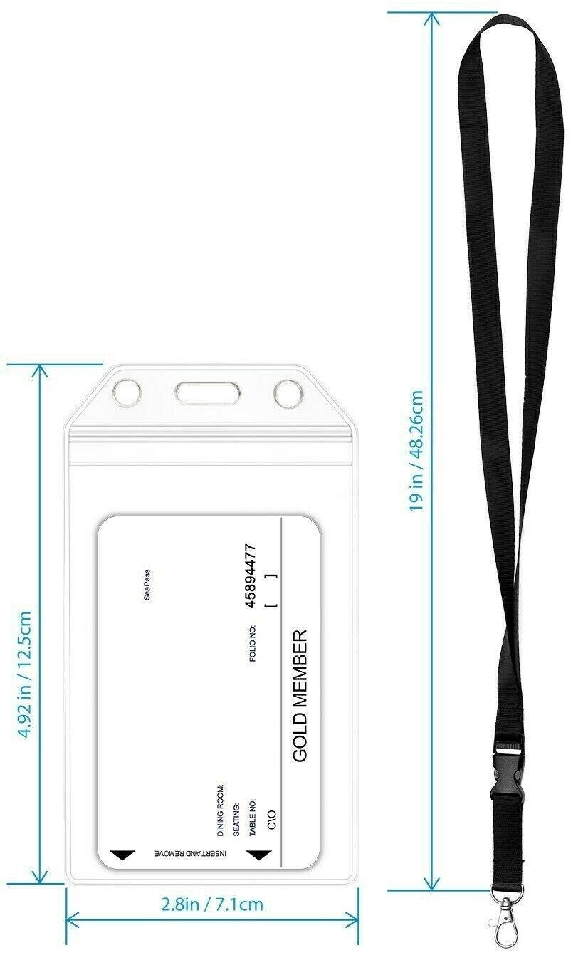 Waterproof ID Badge Holder Hard Plastic Card Case Slim Lanyard Protector Lot