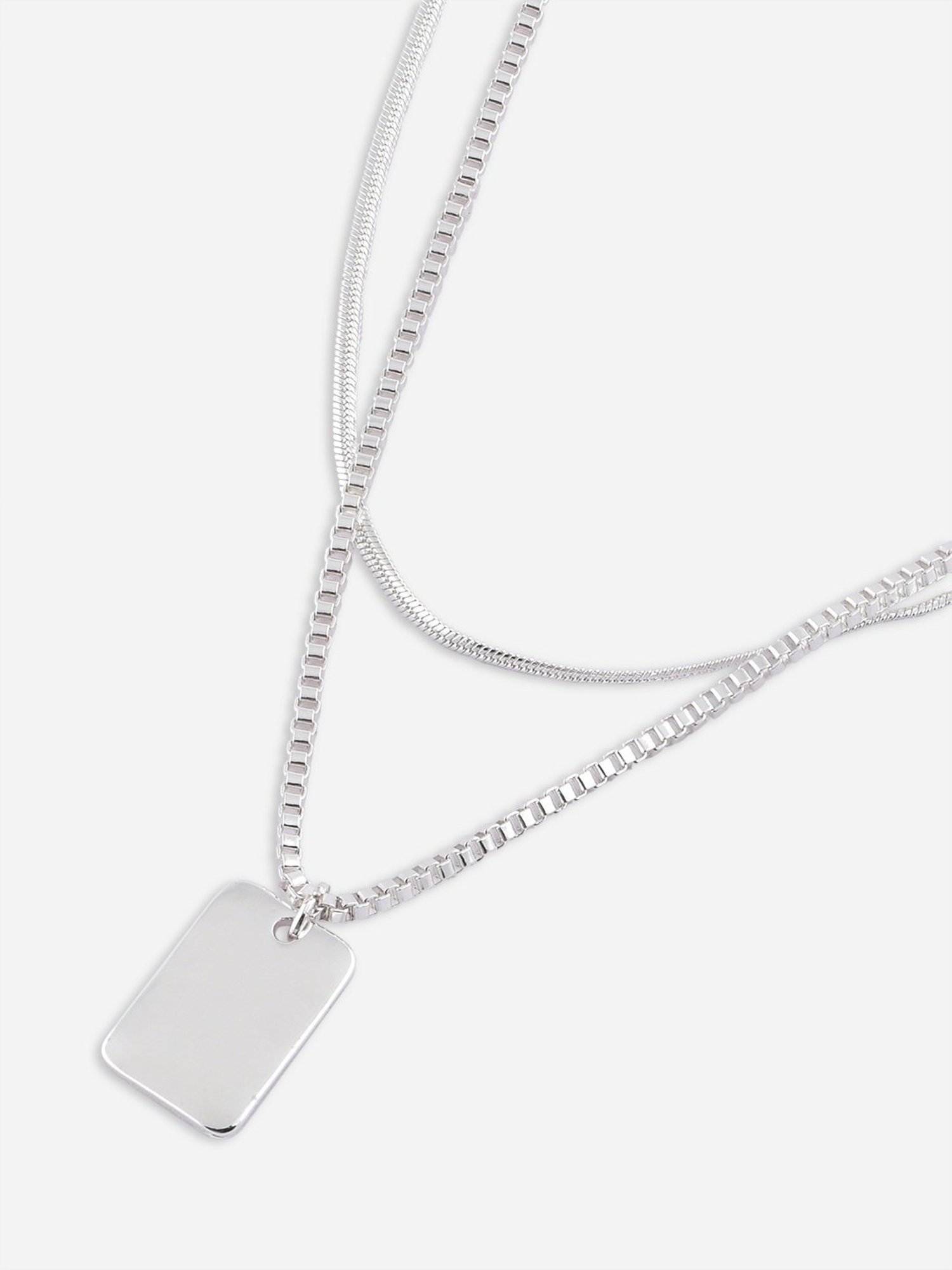 Bold By Priyaasi Men's Stylish Silver-Plated Dumbbell Pendant on a Trendy Chain